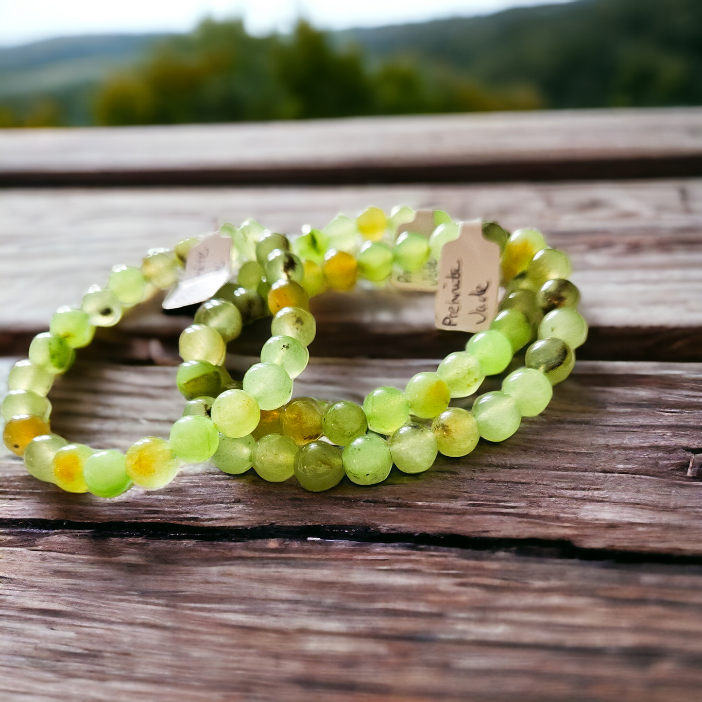 Prehnite Stretch Bracelet - Tranquil Harmony - 8mm Beads for Inner Peace - Crystal Jewelry - Size Inclusive